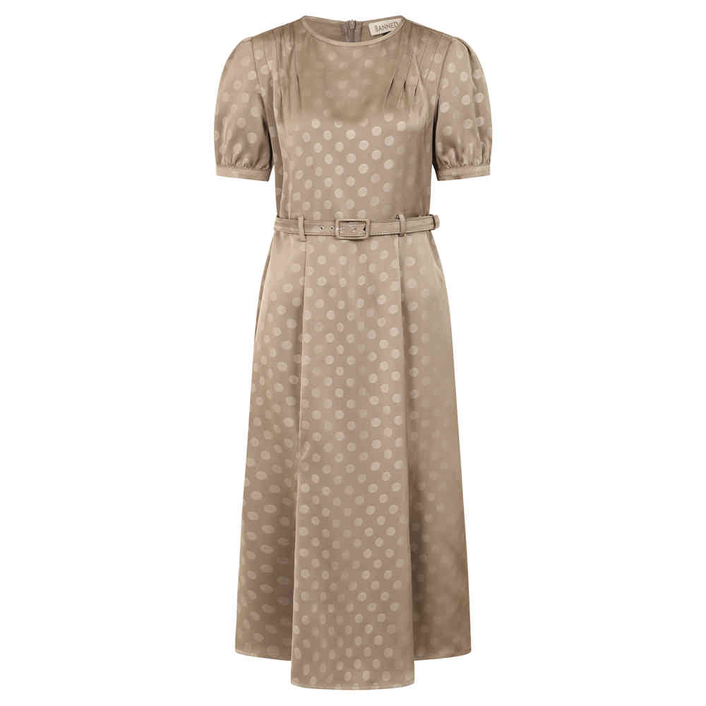 Banned - Iris Polka Dot Flare jurk - Bruin